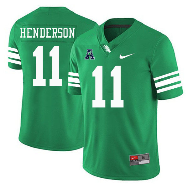 #11 Connor Henderson North Texas Mean Green College Football Jerseys Stitched-Green